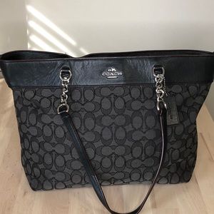 Coach “Sophia” fabric & leather tote with dust cover